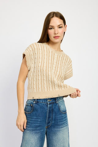 Cable Knit Short Sleeve Top - Premium clothing at Lonnys NY - Just $55! Shop Womens clothing now 