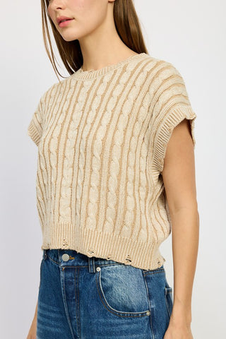 Cable Knit Short Sleeve Top - Premium clothing at Lonnys NY - Just $55! Shop Womens clothing now 