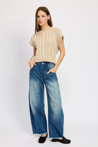 Cable Knit Short Sleeve Top - Premium clothing at Lonnys NY - Just $55! Shop Womens clothing now 