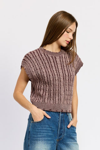 Cable Knit Short Sleeve Top - Premium clothing at Lonnys NY - Just $55! Shop Womens clothing now 