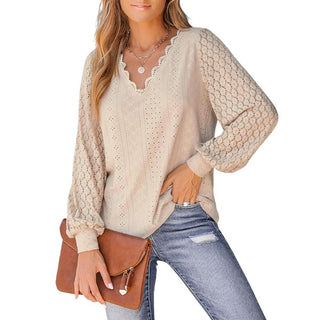 Casual Puff Sleeve V Neck Blouse *Online Only* - Premium clothing at Lonnys NY - Just $58! Shop Womens clothing now 