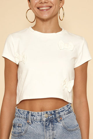Cropped Bow Tie Tee *Online Only* - Premium clothing at Lonnys NY - Just $67! Shop Womens clothing now 