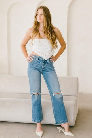 High Rise Relaxed Straight Tummy Control Jeans *Online Only* - Premium clothing at Lonnys NY - Just $96! Shop Womens clothing now 