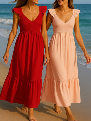 Smocked High Waist Ruffle Maxi Dress *Online Only* - Premium clothing at Lonnys NY - Just $100! Shop Womens clothing now 
