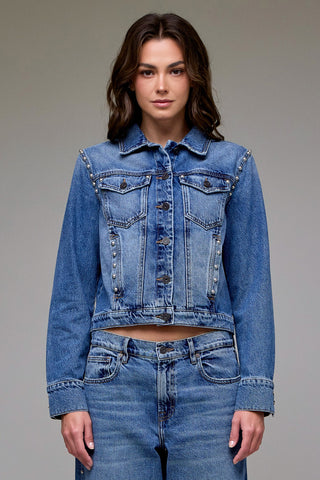 Hidden Pearl Embellished Trucker Jacket