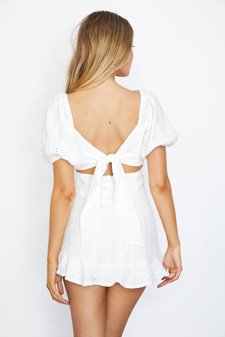 Textured Eyelet Puff Sleeved Mini Dress * Online Only* - Premium  at Lonnys NY - Just $90! Shop Womens clothing now 