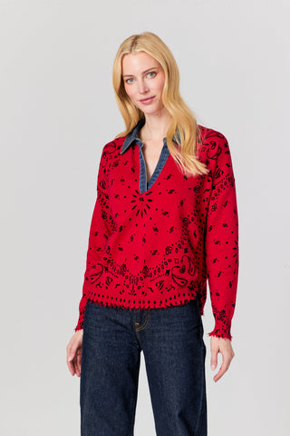 J Society Denim Collared Bandana Sweater