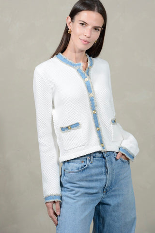 27 Miles Denim Detail Cardigan - Premium clothing at Lonnys NY - Just $230! Shop Womens clothing now 