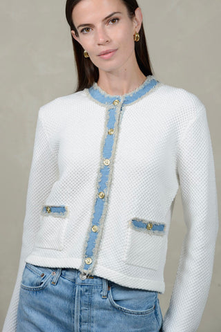 27 Miles Denim Detail Cardigan - Premium clothing at Lonnys NY - Just $230! Shop Womens clothing now 