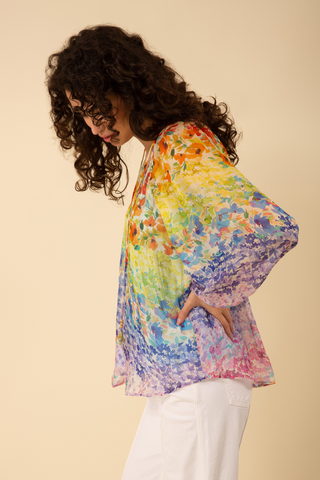 Hale Bob 3/4 Sleeve V-neck Rainbow Top - Premium Shirts & Tops at Lonnys NY - Just $237! Shop Womens clothing now 