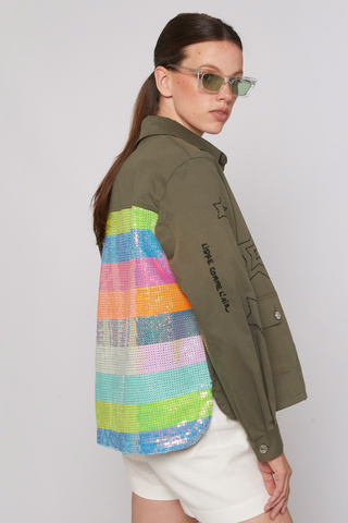 Vilagallo Olivia Embroidered Sequin Stripe Jacket - Premium Coats & Jackets at Lonnys NY - Just $250! Shop Womens clothing now 