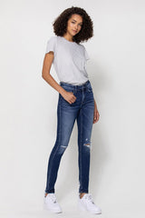 Flying Monkey Mid Rise Ankle Skinny W/Distressed Hem *Online Only* - Premium Jeans from Flying Monkey - Just $84.96! Shop now at Lonnys NY
