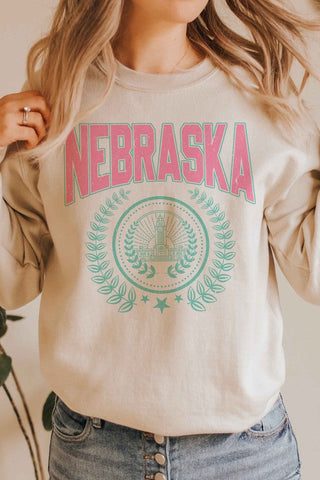 NEBRASKA STATE WREATH Graphic Sweatshirt *Online Only* - Premium  at Lonnys NY - Just $66.63! Shop Womens clothing now 