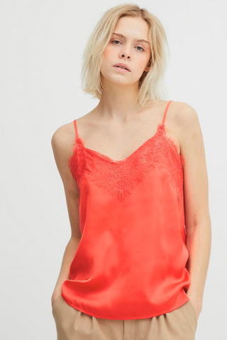 ICHI Ihtaia Silky Top with Lace *Final Sale* - Premium Shirts & Tops at Lonnys NY - Just $32! Shop Womens clothing now 