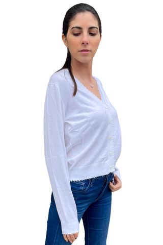 Minnie Rose Cotton Cashmere Frayed Cardigan - Premium Shirts & Tops at Lonnys NY - Just $235! Shop Womens clothing now 