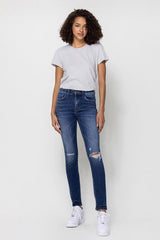 Flying Monkey Mid Rise Ankle Skinny W/Distressed Hem *Online Only* - Premium Jeans from Flying Monkey - Just $84.96! Shop now at Lonnys NY