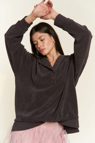 Ribbed Hooded Sweatshirt *Online Only* - Premium clothing at Lonnys NY - Just $78! Shop Womens clothing now 