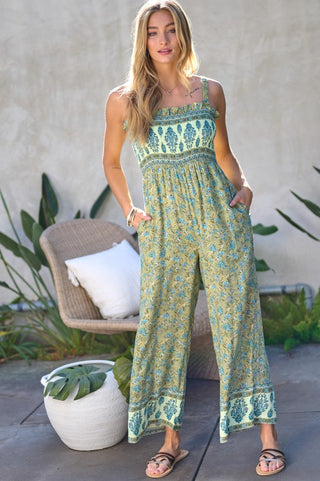 Floral Smocked Detail With Ruffle Jumpsuit - Premium  from Davi & Dani - Just $64.99! Shop now 