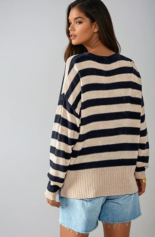 FitKitty Coastal Muse Striped Knit Cardigan *Online Only*
