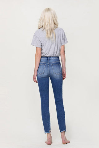 Flying Monkey HIGH RISE ANKLE SKINNY W UNEVEN HEM DETAIL *Online Only* - Premium  at Lonnys NY - Just $75.55! Shop Womens clothing now 