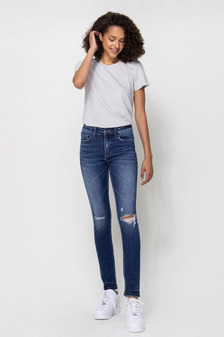 Flying Monkey Mid Rise Ankle Skinny W/Distressed Hem *Online Only* - Premium Jeans from Flying Monkey - Just $84.96! Shop now 