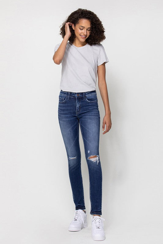 Flying Monkey Mid Rise Ankle Skinny W/Distressed Hem *Online Only* - Premium Jeans from Flying Monkey - Just $84.96! Shop now at Lonnys NY