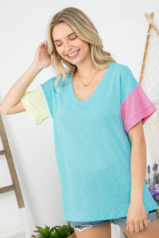 Colorblock Short Sleeve Shirt *Online Only* - Premium clothing at Lonnys NY - Just $45! Shop Womens clothing now 