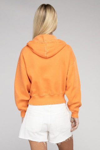 Acid Wash Fleece Cropped Zip-Up Hoodie - Premium  from ZENANA - Just $48! Shop now at Lonnys NY