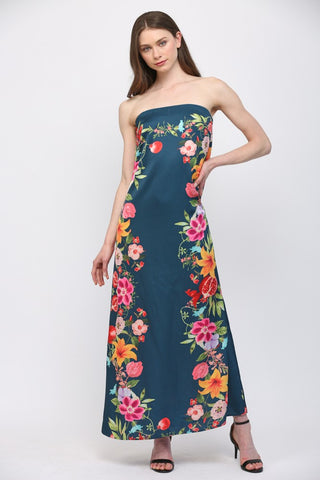61 Jane Botanical Tube Top Maxi Dress