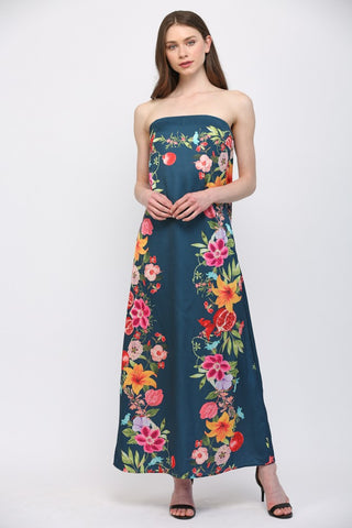 61 Jane Botanical Tube Top Maxi Dress