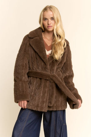 61 Jane Belted Faux Fur Coat