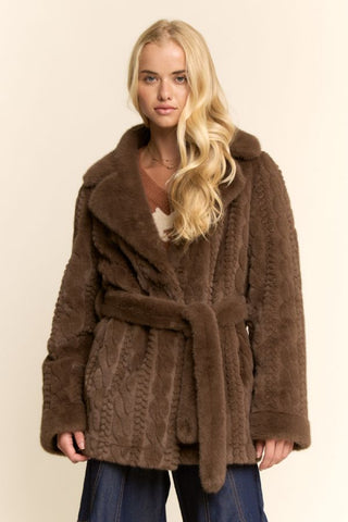61 Jane Belted Faux Fur Coat