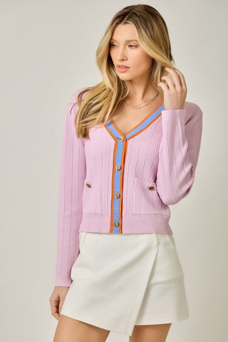 61 Jane Contrast Knit Cardigan