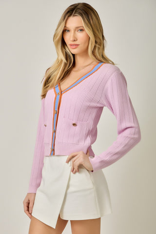 61 Jane Contrast Knit Cardigan