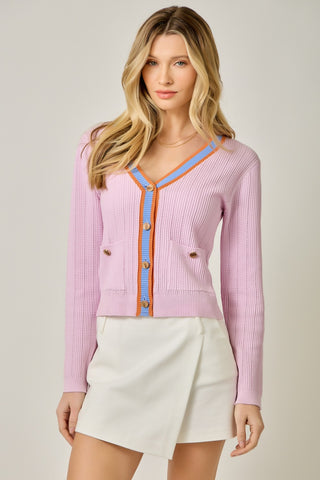 61 Jane Contrast Knit Cardigan