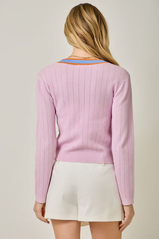 61 Jane Contrast Knit Cardigan