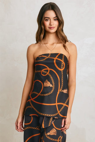 61 Jane Printed Satiny Tube Top