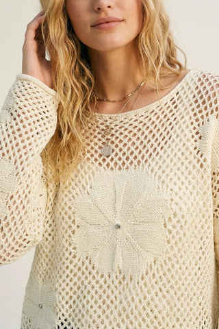 61 Jane Crochet Floral Accented Sweater