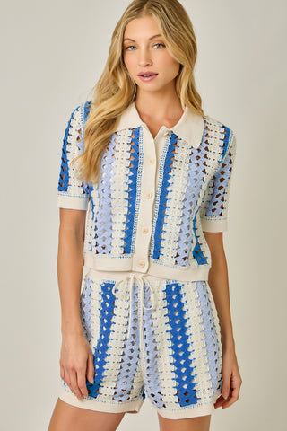 61 Jane Crochet Striped Polo Shirt
