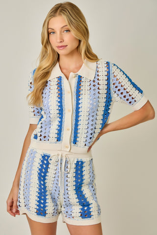 61 Jane Crochet Striped Polo Shirt
