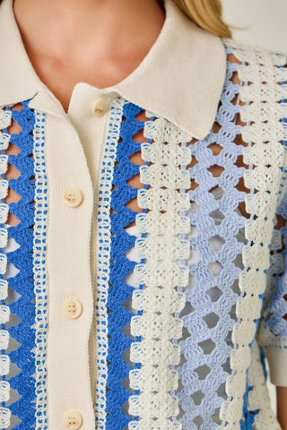61 Jane Crochet Striped Polo Shirt
