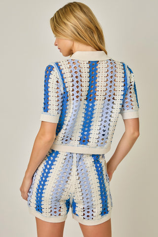 61 Jane Crochet Striped Polo Shirt