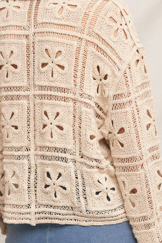 61 Jane Collared Crochet Cardigan Top