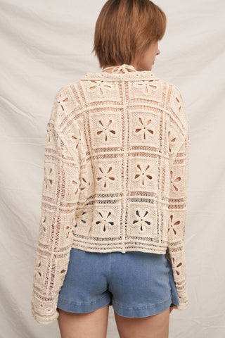 61 Jane Collared Crochet Cardigan Top