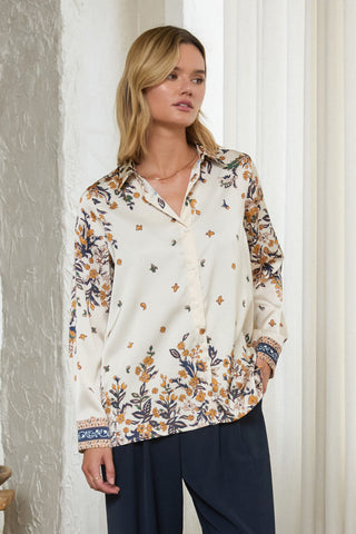 61 Jane Floral Print Satin Shirt