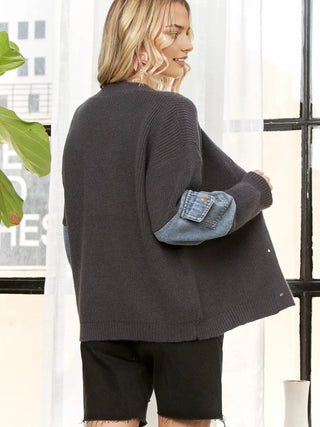 61 Jane Denim Accent Cardigan Jacket