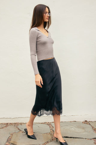 61 Jane Lace Trim Midi Skirt