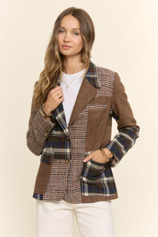 61 Jane Mixed Plaid & Herringbone Jacket