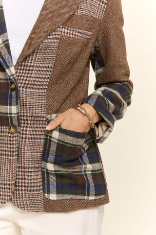 61 Jane Mixed Plaid & Herringbone Jacket