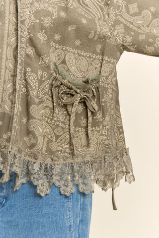 61 Jane Paisley Bandana Lace Trim Jacket